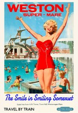 Vintage Railway Poster Weston