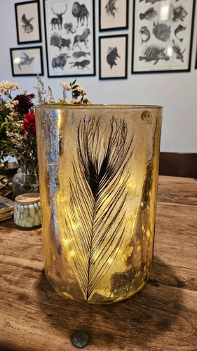 Peacock feather silver glass - silver,