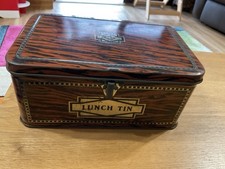 1950’s Metal Wood Effect Lunch Tin - Rare Old Tin - Lunch Tin Vintage 