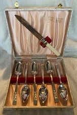 Canteen Of Vintage Silver Plated Grapefruit Spoons By Priestley & Moore c.1956
