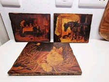 Vintage Decoupage Hand Carved