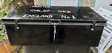 Vintage Metal Military Trunk, Deed Box, Extra Large. Complete With Working Key