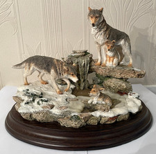 Country Artists CA930 An Early Thaw Family of Grey Timber Wolves Tableau