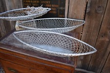 Vintage Handmade French Boat Shaped Wire Bread Baguette Shop Basket Set of Three