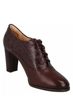 LADIES CLARKS LACE UP CROC LEATHER HEELED TROUSER SHOE BOOTS KAYLIN IDA UK 7 D