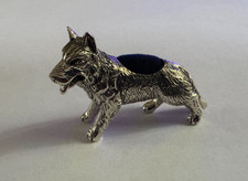 Novelty Miniature Solid Silver WOLF / GERMAN SHEPHERD Pin Cushion
