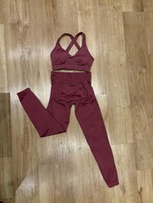 Bo+Tee Pink Gym Set Size S & M, Cross Over Sports Bra & Scrunch Bum Leggings