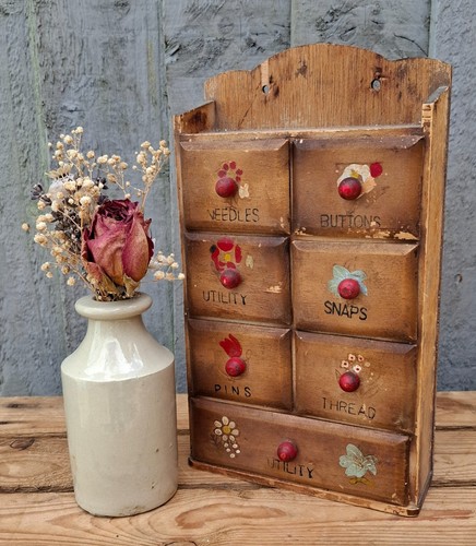 Vintage sewing notions cabinet - sewing,