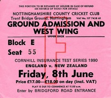 CRICKET TICKET - England v New