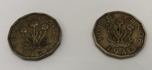 Three pence coins - pence, –
