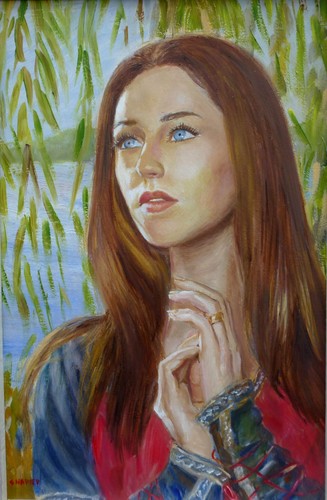 Small female portrait painting