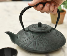 Cast Iron Dark Green 'Bamboo Garden' Teapot