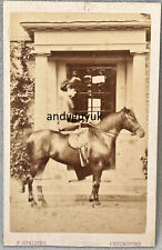 CDV LADY HORSE RIDING SIDE SADDLE CHELMSFORD ANTIQUE PHOTO HABIT TOP HAT