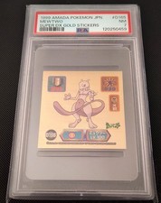 1999 AMADA POKEMON JPN SUPER DX GOLD STICKERS #D165 MEWTWO-HOLO PSA 7