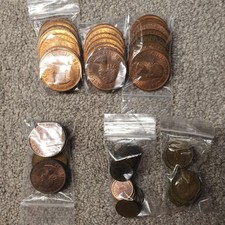 Old UK Coins - 22 x 1p , 10 x  1/2p , 6 x 3p , 20 x 1/2p