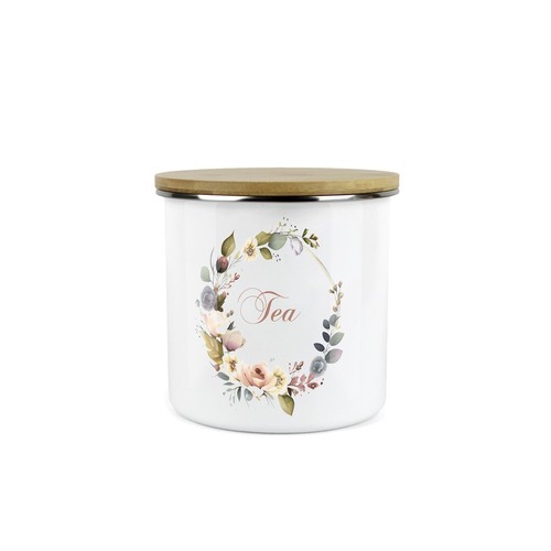 Floral wreath tea canister - wreath,