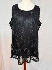 Ann Harvey | Lace Overlay Sleeveless Top | Black | Size 1 (UK 16–18) B18