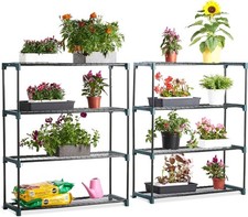 Greenhouse Shelving – Staging Unit with 4 Tier Steel Shelves for Garden, Green