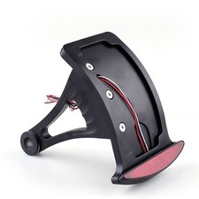 Side Axle Mount Black Billet License Plate Bracket Taillight Led Fit Harley BLK