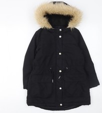 Tu Girls Black Faux Fur Hooded