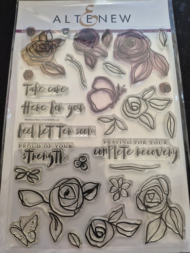 Altenew bamboo rose stamp - rose, set