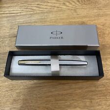 Parker Frontier Stainless Steel Fountain Pen Chrome Matt Black &Gold Plated Trim