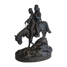 19thC A.M Bonegor (Russian) Bronze Sculpture of Two Cossacks on Horseback Signed