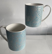 Denby Monsoon Home Lucille Teal Mugs x2– Retired/Discontinued Pattern VGC