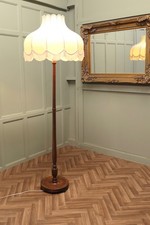 Beech Standard or Floor Lamp with Attractive Linen Shade