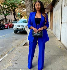 Royal Blue Women Suits Wide