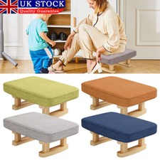 Wood Legs Small Footstool Chair Stool Rectangle Footrest Padded Rest Seat Pouffe