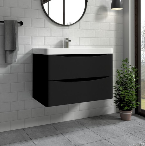 800mm wall hung matt black - hung,