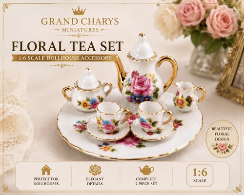 Floral ceramic tea set - set, rose