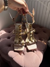 Nude Gold Studs Ego High Heels Size 3