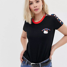 Rare Converse HELLO KITTY tape t-shirt - Medium - women's black short sleeve fun