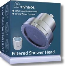 MyHalos Filtered Shower Head for Hard Water - Easy to Install Chlorine Filtered