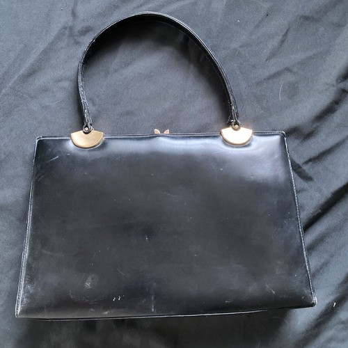 Vintage handbag black leather - handbag,