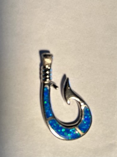 Blue opal fish hook - hook, .925
