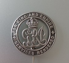 British Army Badge WWI For King and Empire Silver War Badge 