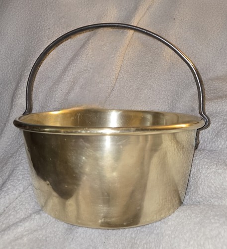 Antique brass jam pot bucket - pot,