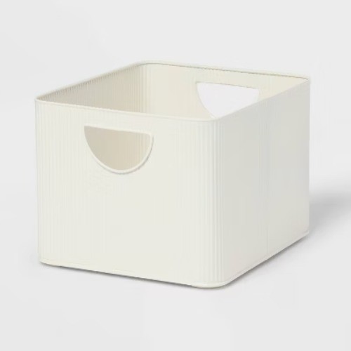 Metal bin small ivory - metal,
