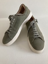 Reiss Finley Leather Trainers Casual Lace Up Size UK 7 Sage Green Nubuck