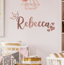 Personalised Princess Crown Name With Hearts Wall Sticker Vinyl Decal