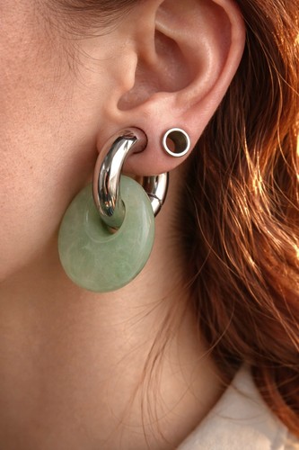 Silver ear weights green - silver,