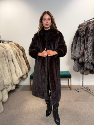 Mink fur coat dark brown - fur, coat,