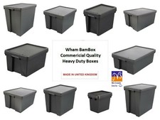 Heavy Duty Recycled Plastic Commercial Containers BLACK Storage Box with Lids