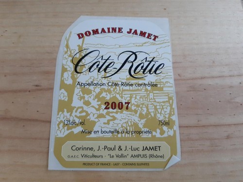 Wine label côte rôtie 2007 - wine,