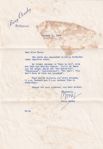 Bing crosby signed - signed, fan