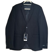 Jack & Jones Blazer Black Size 42R LARGE Super Slim Two Buttons Single Breast
