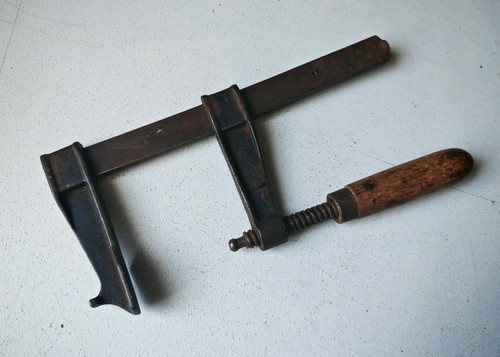 Vintage forged steel bar clamp - steel,
